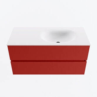 Mondiaz VICA 100cm badmeubel onderkast Fire 2 lades. Wastafel MOON rechts 1 kraangat, kleur Talc.