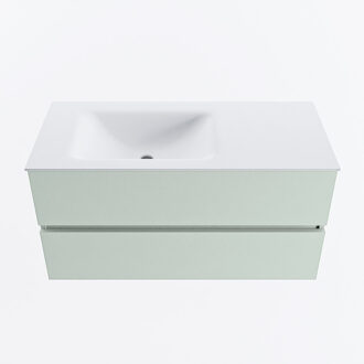 Mondiaz VICA 100cm badmeubel onderkast Greey 2 lades. Wastafel CLOUD links 1 kraangat, kleur Talc.