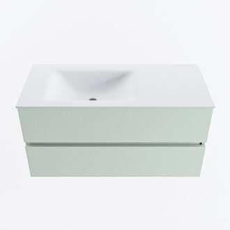 Mondiaz VICA 100cm badmeubel onderkast Greey 2 lades. Wastafel CLOUD links zonder kraangat, kleur Talc.