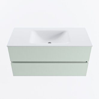 Mondiaz VICA 100cm badmeubel onderkast Greey 2 lades. Wastafel CLOUD midden zonder kraangat, kleur Talc.