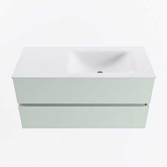 Mondiaz VICA 100cm badmeubel onderkast Greey 2 lades. Wastafel CLOUD rechts 1 kraangat, kleur Talc.