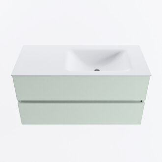 Mondiaz VICA 100cm badmeubel onderkast Greey 2 lades. Wastafel CLOUD rechts zonder kraangat, kleur Talc.