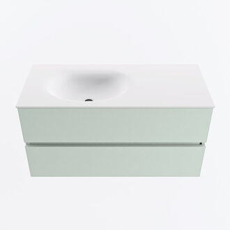 Mondiaz VICA 100cm badmeubel onderkast Greey 2 lades. Wastafel MOON links 1 kraangat, kleur Talc.