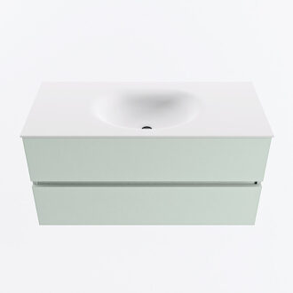 Mondiaz VICA 100cm badmeubel onderkast Greey 2 lades. Wastafel MOON midden zonder kraangat, kleur Talc.