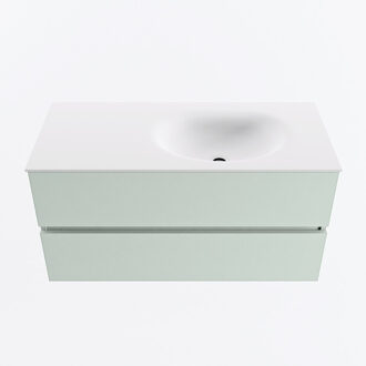 Mondiaz VICA 100cm badmeubel onderkast Greey 2 lades. Wastafel MOON rechts 1 kraangat, kleur Talc.