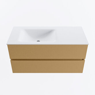 Mondiaz VICA 100cm badmeubel onderkast Oro 2 lades. Wastafel CLOUD links 1 kraangat, kleur Talc.