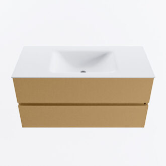 Mondiaz VICA 100cm badmeubel onderkast Oro 2 lades. Wastafel CLOUD midden 1 kraangat, kleur Talc.