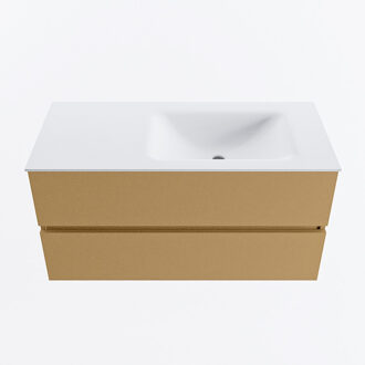 Mondiaz VICA 100cm badmeubel onderkast Oro 2 lades. Wastafel CLOUD rechts 1 kraangat, kleur Talc.