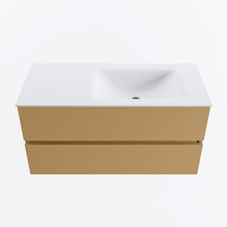 Mondiaz VICA 100cm badmeubel onderkast Oro 2 lades. Wastafel CLOUD rechts zonder kraangat, kleur Talc.