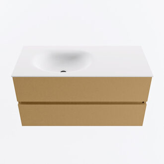 Mondiaz VICA 100cm badmeubel onderkast Oro 2 lades. Wastafel MOON links zonder kraangat, kleur Talc.