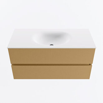 Mondiaz VICA 100cm badmeubel onderkast Oro 2 lades. Wastafel MOON midden 1 kraangat, kleur Talc.