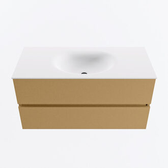 Mondiaz VICA 100cm badmeubel onderkast Oro 2 lades. Wastafel MOON midden zonder kraangat, kleur Talc.