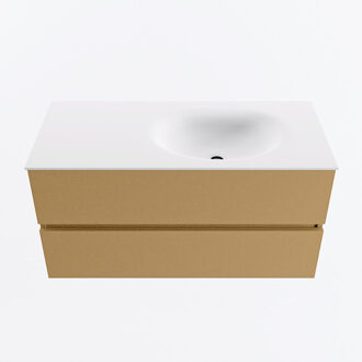 Mondiaz VICA 100cm badmeubel onderkast Oro 2 lades. Wastafel MOON rechts 1 kraangat, kleur Talc.