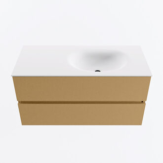 Mondiaz VICA 100cm badmeubel onderkast Oro 2 lades. Wastafel MOON rechts zonder kraangat, kleur Talc.