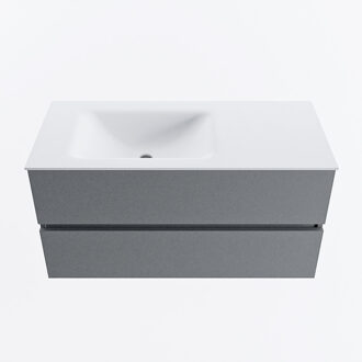 Mondiaz VICA 100cm badmeubel onderkast Plata 2 lades. Wastafel CLOUD links 1 kraangat, kleur Talc.