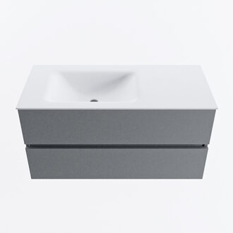 Mondiaz VICA 100cm badmeubel onderkast Plata 2 lades. Wastafel CLOUD links zonder kraangat, kleur Talc.