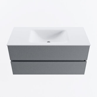 Mondiaz VICA 100cm badmeubel onderkast Plata 2 lades. Wastafel CLOUD midden 1 kraangat, kleur Talc.