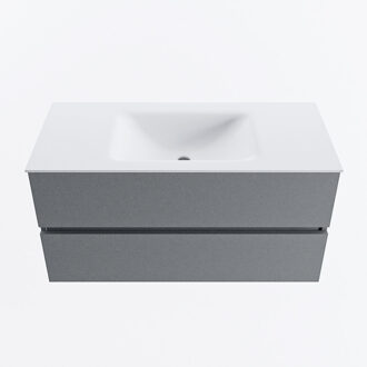 Mondiaz VICA 100cm badmeubel onderkast Plata 2 lades. Wastafel CLOUD midden zonder kraangat, kleur Talc.