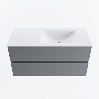 Mondiaz VICA 100cm badmeubel onderkast Plata 2 lades. Wastafel CLOUD rechts 1 kraangat, kleur Talc.