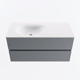 Mondiaz VICA 100cm badmeubel onderkast Plata 2 lades. Wastafel MOON links 1 kraangat, kleur Talc.