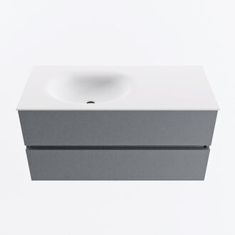 Mondiaz VICA 100cm badmeubel onderkast Plata 2 lades. Wastafel MOON links zonder kraangat, kleur Talc.