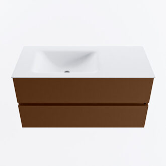 Mondiaz VICA 100cm badmeubel onderkast Rust 2 lades. Wastafel CLOUD links 1 kraangat, kleur Talc.