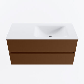 Mondiaz VICA 100cm badmeubel onderkast Rust 2 lades. Wastafel CLOUD rechts 1 kraangat, kleur Talc.