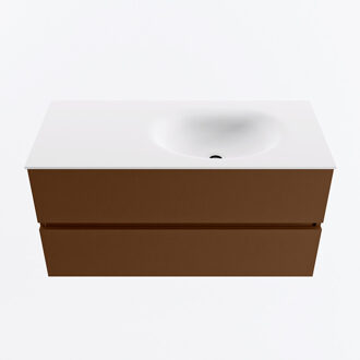 Mondiaz VICA 100cm badmeubel onderkast Rust 2 lades. Wastafel MOON rechts 1 kraangat, kleur Talc.