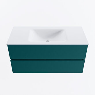 Mondiaz VICA 100cm badmeubel onderkast Smag 2 lades. Wastafel CLOUD midden zonder kraangat, kleur Talc.