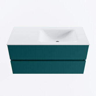 Mondiaz VICA 100cm badmeubel onderkast Smag 2 lades. Wastafel CLOUD rechts zonder kraangat, kleur Talc.