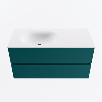 Mondiaz VICA 100cm badmeubel onderkast Smag 2 lades. Wastafel MOON links 1 kraangat, kleur Talc.