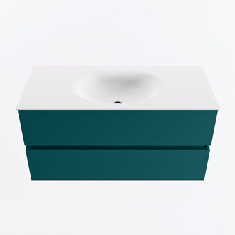 Mondiaz VICA 100cm badmeubel onderkast Smag 2 lades. Wastafel MOON midden 1 kraangat, kleur Talc.