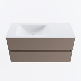 Mondiaz VICA 100cm badmeubel onderkast Smoke 2 lades. Wastafel CLOUD links 1 kraangat, kleur Talc.