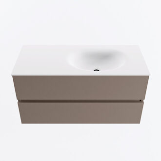 Mondiaz VICA 100cm badmeubel onderkast Smoke 2 lades. Wastafel MOON rechts 1 kraangat, kleur Talc.