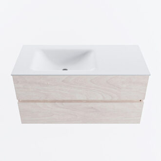 Mondiaz VICA 100cm badmeubel onderkast Underlayment 2 lades. Wastafel CLOUD links 1 kraangat, kleur Talc.
