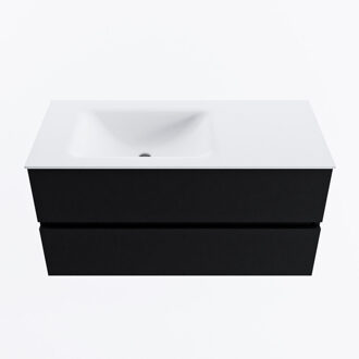 Mondiaz VICA 100cm badmeubel onderkast Urban 2 lades. Wastafel CLOUD links zonder kraangat, kleur Talc.