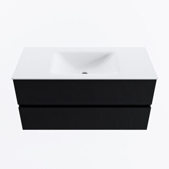 Mondiaz VICA 100cm badmeubel onderkast Urban 2 lades. Wastafel CLOUD midden 1 kraangat, kleur Talc.