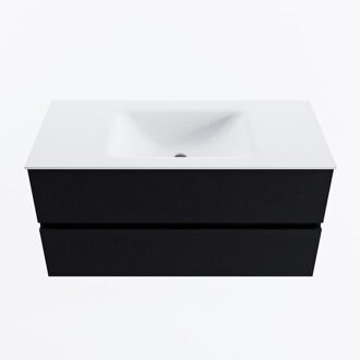 Mondiaz VICA 100cm badmeubel onderkast Urban 2 lades. Wastafel CLOUD midden zonder kraangat, kleur Talc.