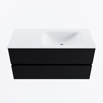 Mondiaz VICA 100cm badmeubel onderkast Urban 2 lades. Wastafel CLOUD rechts 1 kraangat, kleur Talc.