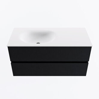 Mondiaz VICA 100cm badmeubel onderkast Urban 2 lades. Wastafel MOON links 1 kraangat, kleur Talc.