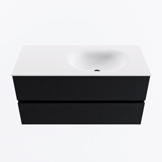 Mondiaz VICA 100cm badmeubel onderkast Urban 2 lades. Wastafel MOON rechts zonder kraangat, kleur Talc.