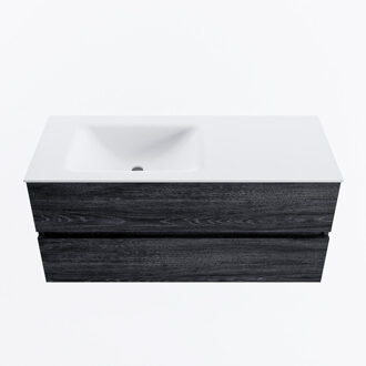 Mondiaz VICA 110cm badmeubel onderkast Antracite 2 lades. Wastafel CLOUD links zonder kraangat, kleur Talc.