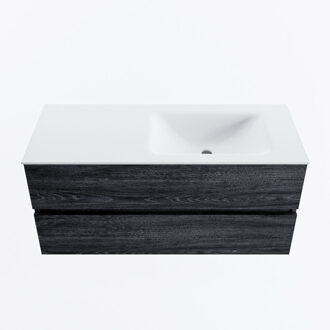 Mondiaz VICA 110cm badmeubel onderkast Antracite 2 lades. Wastafel CLOUD rechts 1 kraangat, kleur Talc.