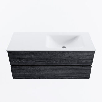 Mondiaz VICA 110cm badmeubel onderkast Antracite 2 lades. Wastafel CLOUD rechts zonder kraangat, kleur Talc.