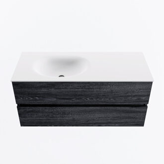 Mondiaz VICA 110cm badmeubel onderkast Antracite 2 lades. Wastafel MOON links 1 kraangat, kleur Talc.