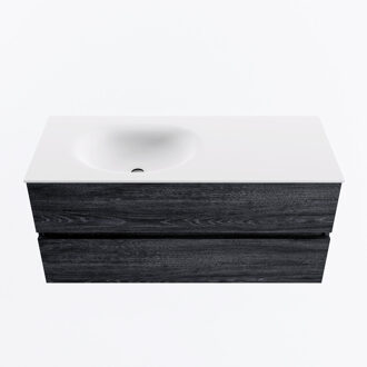 Mondiaz VICA 110cm badmeubel onderkast Antracite 2 lades. Wastafel MOON links zonder kraangat, kleur Talc.
