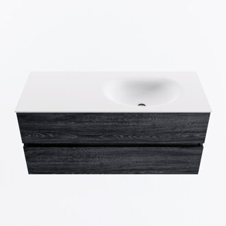 Mondiaz VICA 110cm badmeubel onderkast Antracite 2 lades. Wastafel MOON rechts 1 kraangat, kleur Talc.