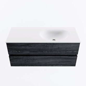 Mondiaz VICA 110cm badmeubel onderkast Antracite 2 lades. Wastafel MOON rechts zonder kraangat, kleur Talc.