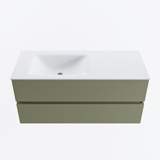 Mondiaz VICA 110cm badmeubel onderkast Army 2 lades. Wastafel CLOUD links 1 kraangat, kleur Talc.
