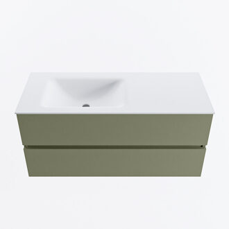 Mondiaz VICA 110cm badmeubel onderkast Army 2 lades. Wastafel CLOUD links zonder kraangat, kleur Talc.